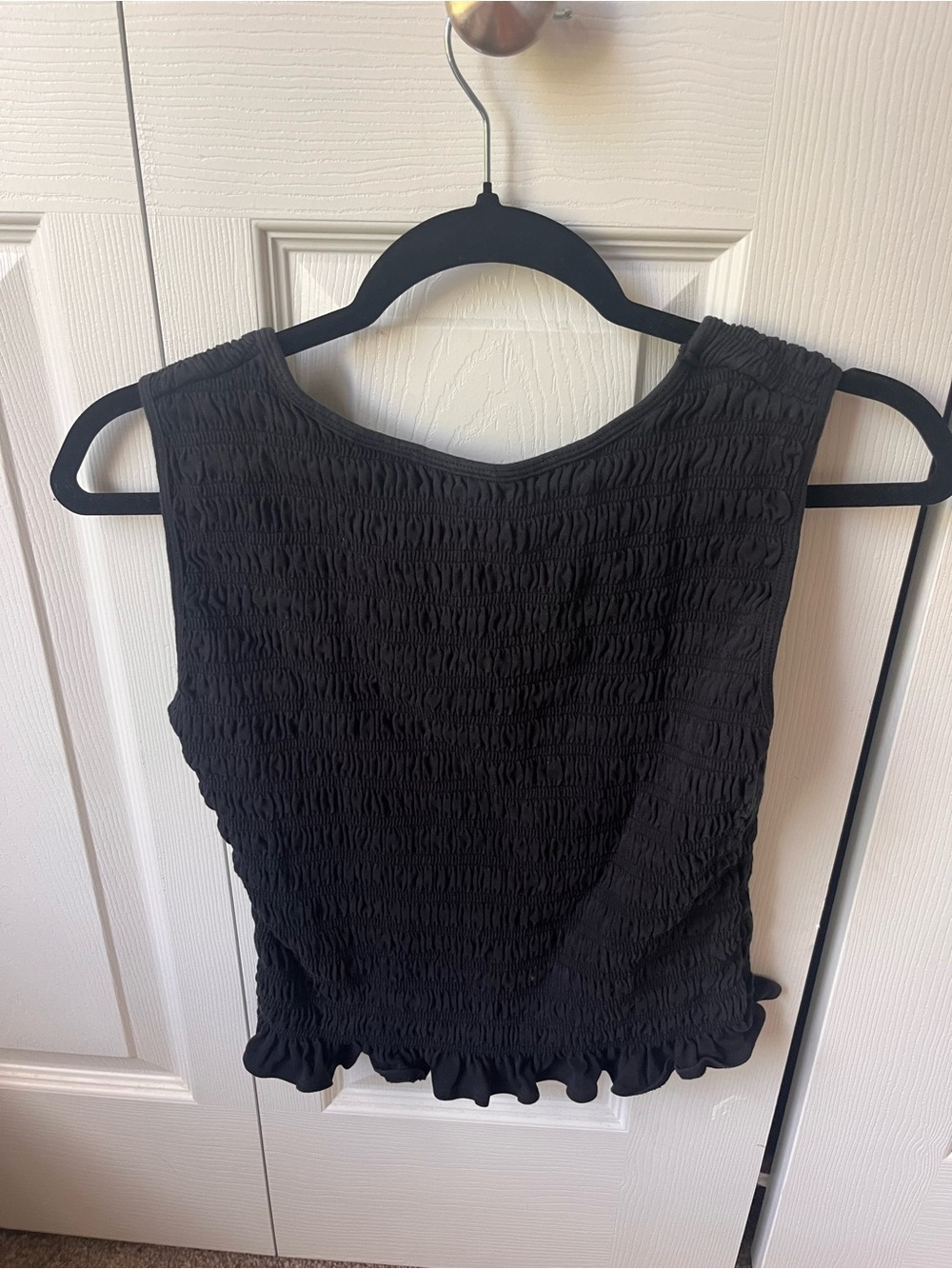 Abercrombie & Fitch Black Smocked Ruffle-Hem Tank